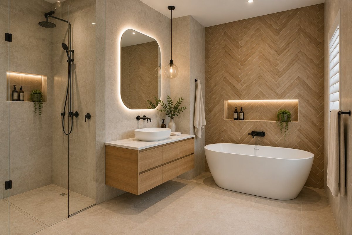 Herringbone bathroom by CeramicTec